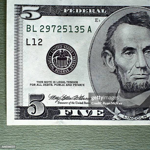 five dollar bill - 5 dollar schein stock-fotos und bilder