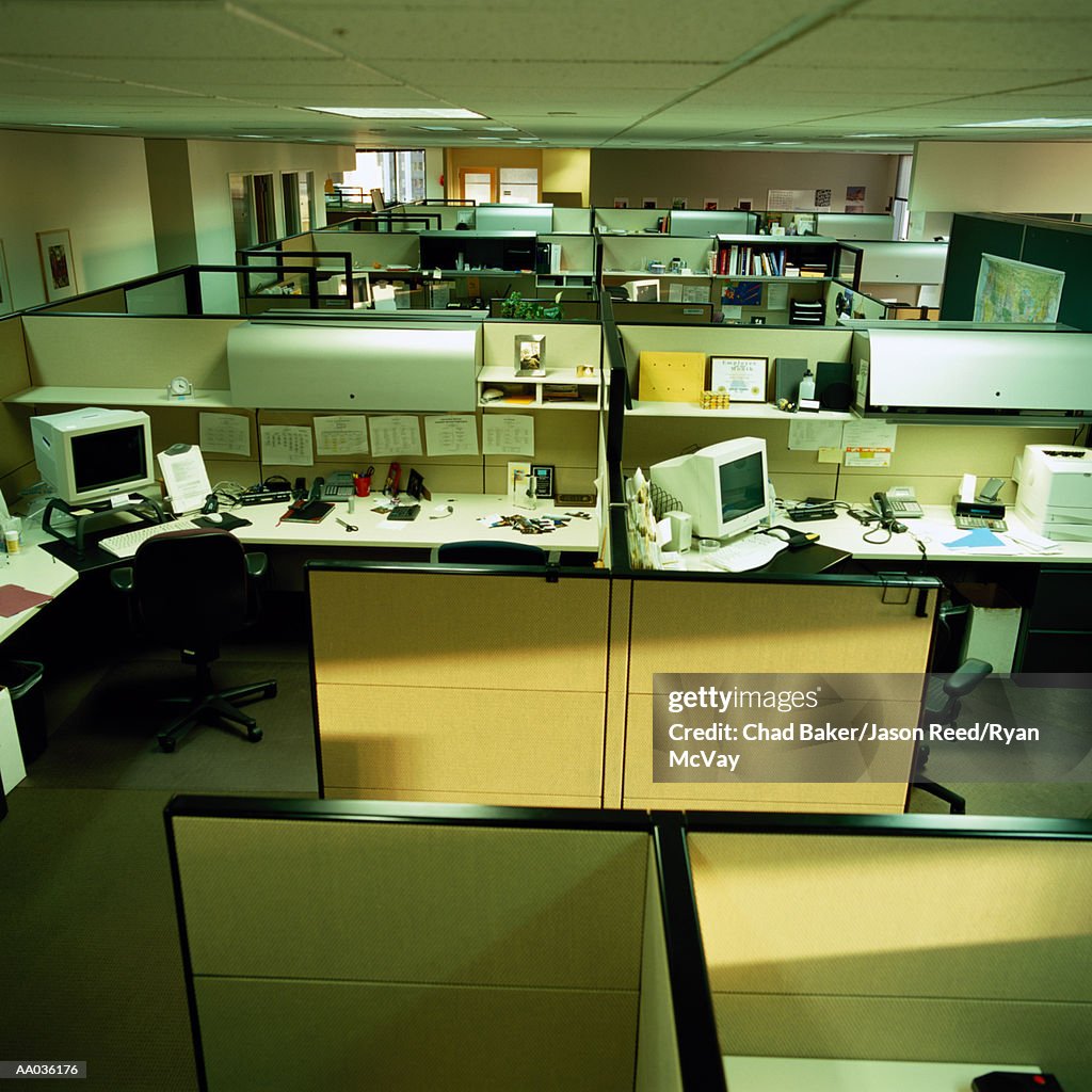 High Angle View of Office Cubicles