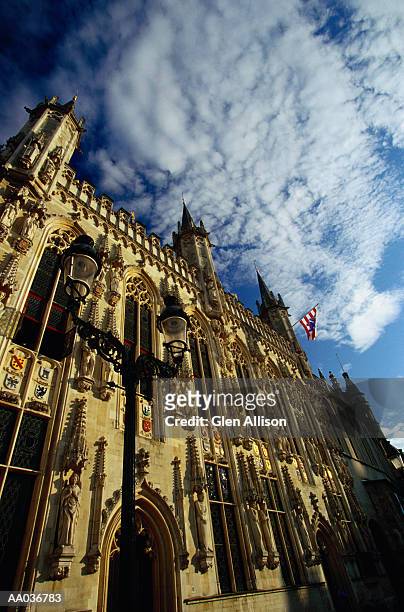 bruges town hall, belgium's oldest - west vlaanderen stockfoto's en -beelden