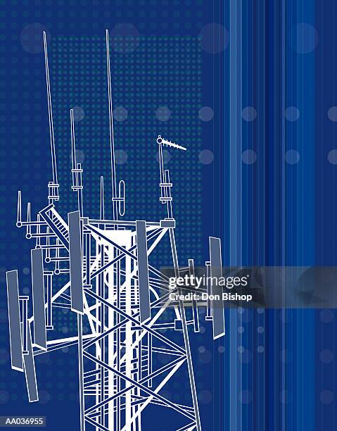 illustrazioni stock, clip art, cartoni animati e icone di tendenza di microwave tower - torre di trasmissione a microonde