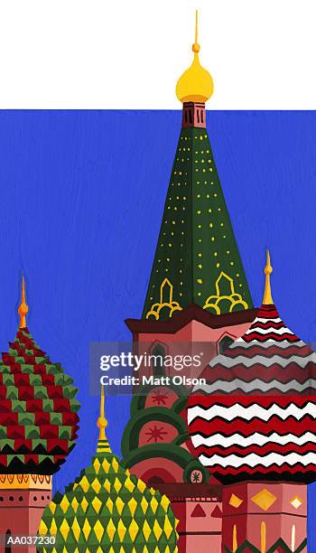 st. basil's cathedral, red square, moscow, russia - onion dome stock illustrations