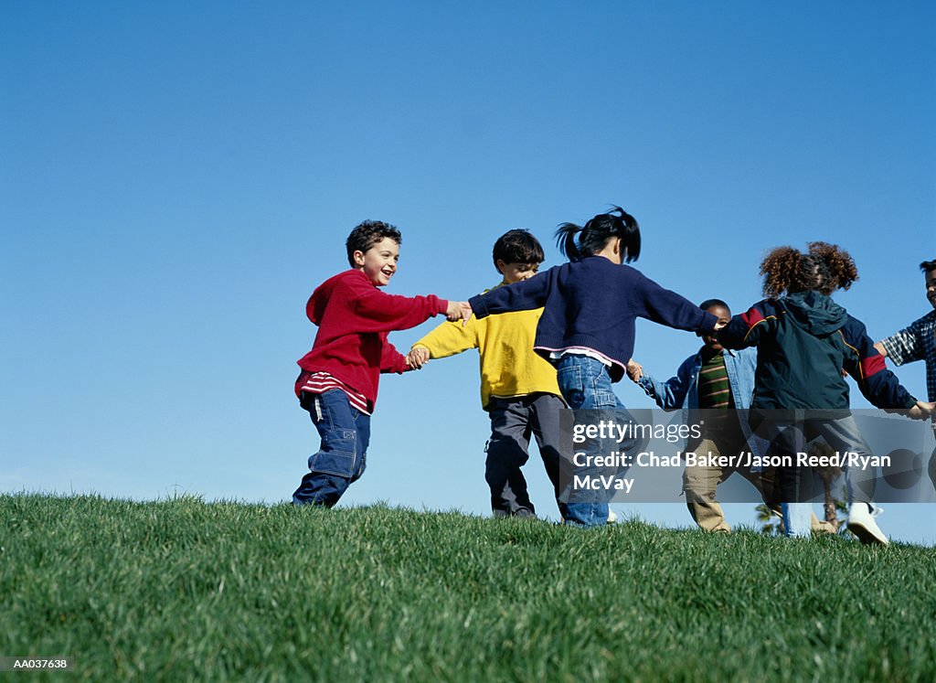 Children Playing Ring-Around-The-Rosy
