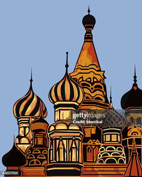 st. basil's cathedral - onion dome stock illustrations