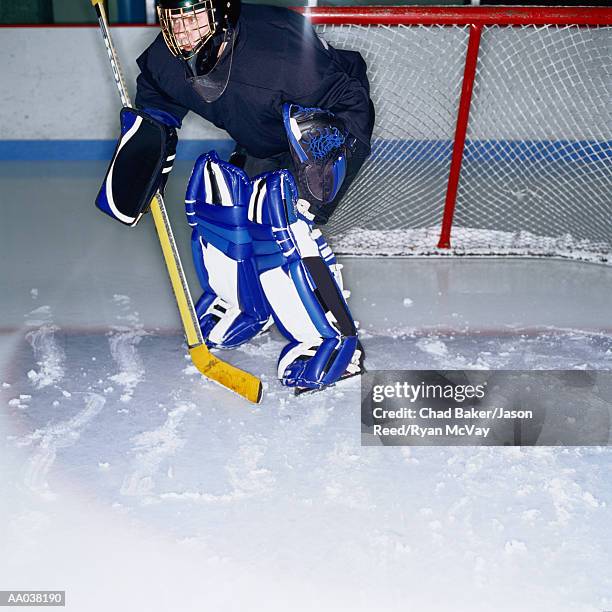 ice hockey goalie - ijshockeytenue stockfoto's en -beelden