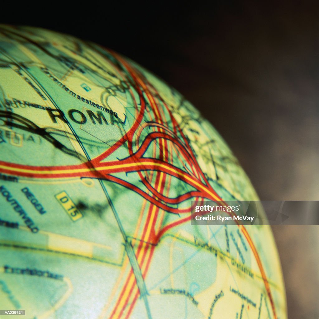 Road Map of Rome on Sphere
