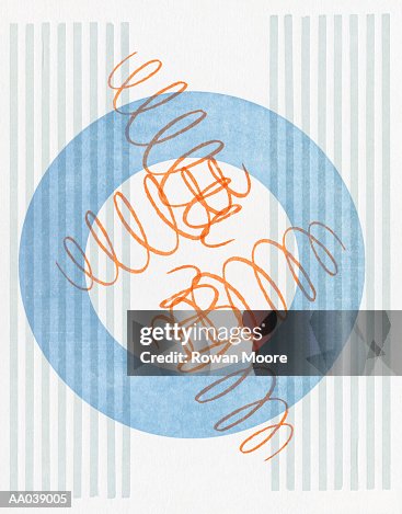 Pattern with spirals and circle on stripes Pattern with spirals and circle on stripes
