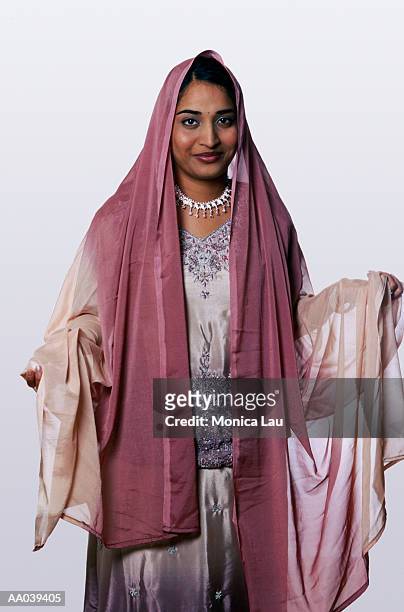 young woman wearing sar, portrait - sari isolated stock pictures, royalty-free photos & images