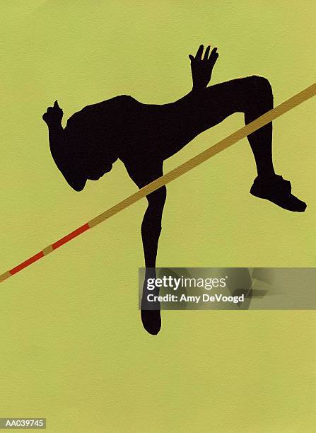 figure of high jumper clearing bar - flat art stock illustrations