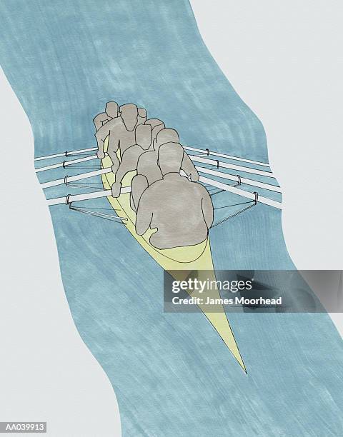rowing - flat art stock illustrations
