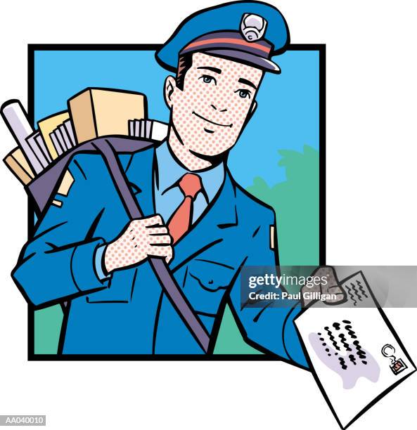 postman - middle aged man facing camera stock illustrations