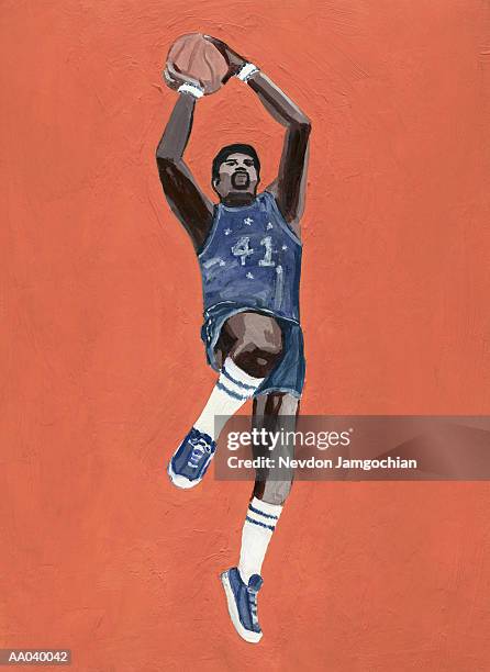 basketball player - flat art stock illustrations