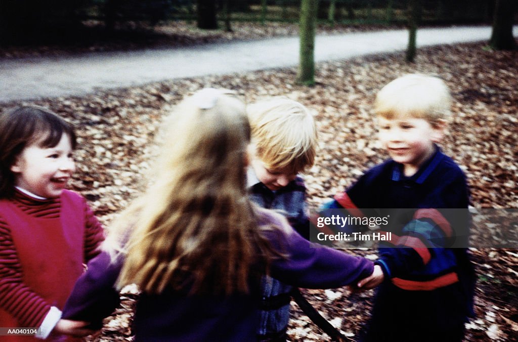 Children Playing Ring-Around-The-Rosy