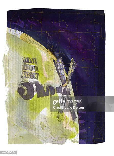 space station - flat art stock illustrations