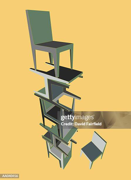 stacked chairs (digitally generated) - stackable stock illustrations