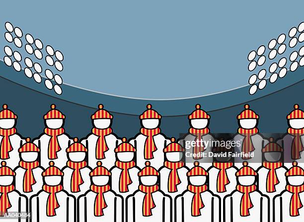 sports fans in stadium - isolated colour stock illustrations