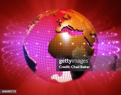 Globe radiating light (Digitally generated) Globe radiating light (Digitally generated)