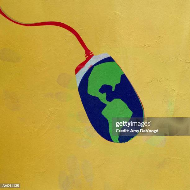 western hemisphere on computer mouse - flat art stock illustrations