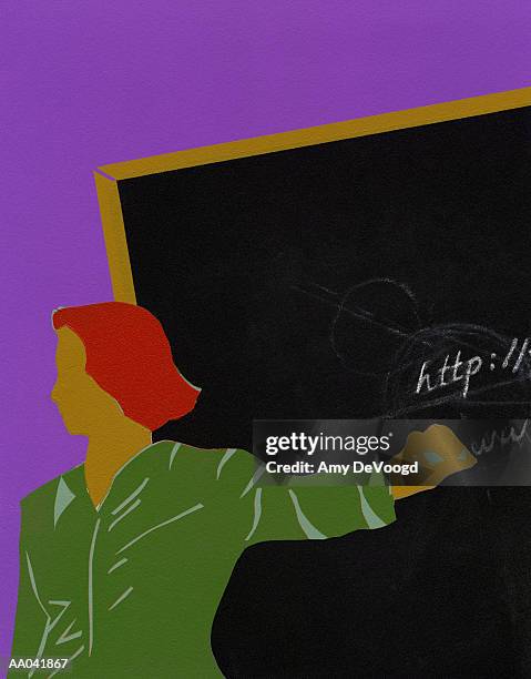 teacher at blackboard - hypertext transfer protocol stock illustrations