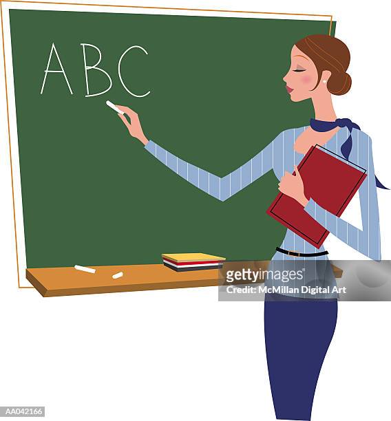 Teacher Writing On Chalkboard High-Res Vector Graphic - Getty Images
