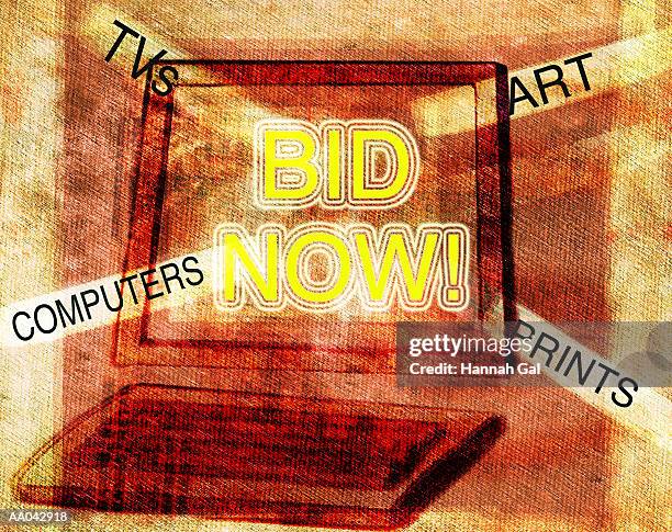 internet auction - computer screen close up stock illustrations