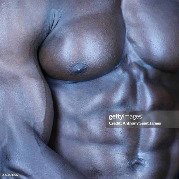 naked man, mid section (blue tone) - james hale stock pictures, royalty-free photos & images