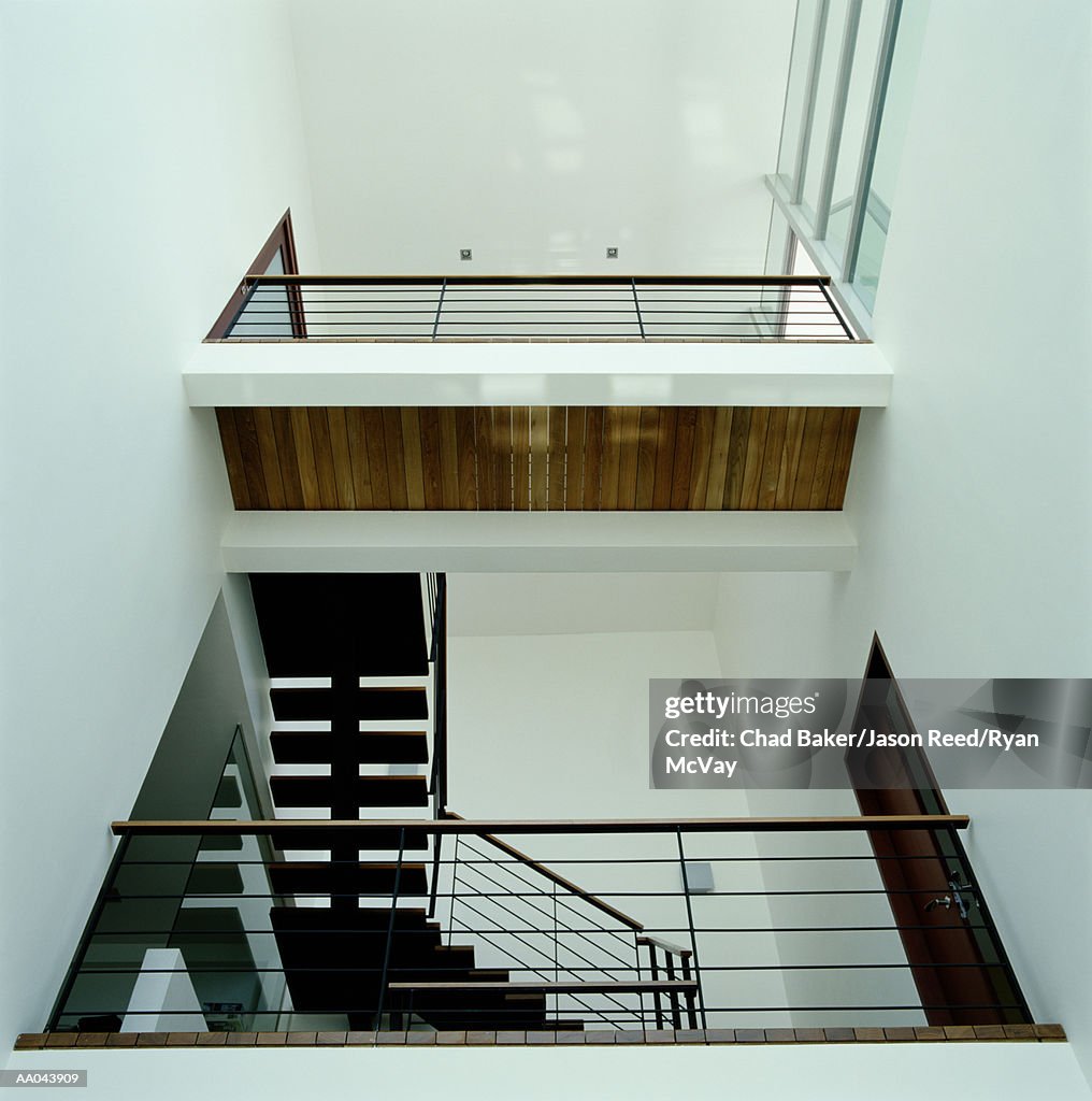 Loft apartment interior, low angle view