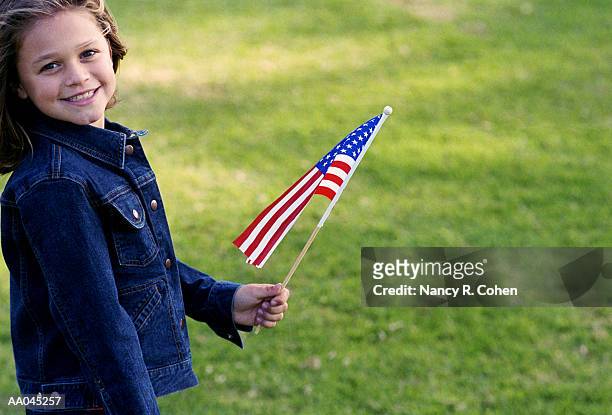 girl holding  american flag - nancy green stock pictures, royalty-free photos & images
