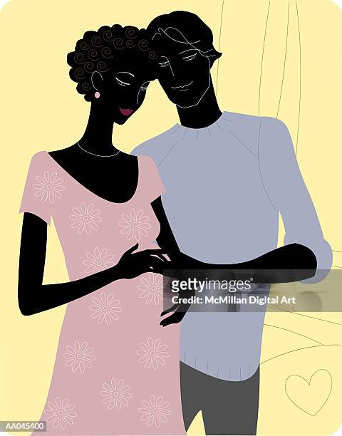 pregnant couple - mid adult couple stock illustrations
