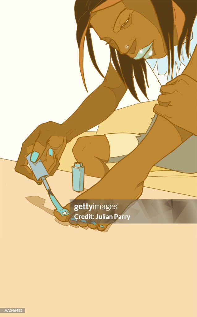 Woman Painting Her Toenails