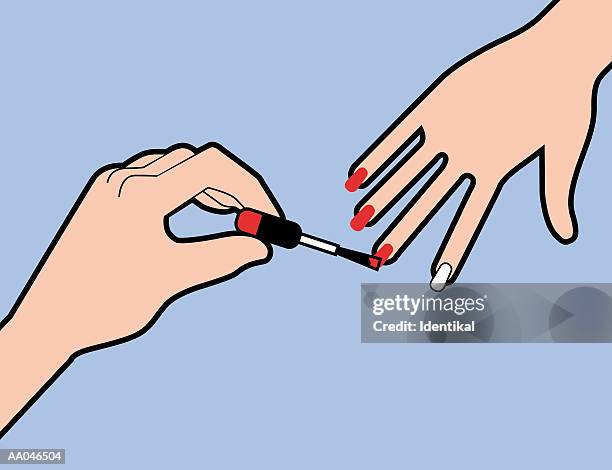 woman painting fingernails - painting fingernails stock illustrations