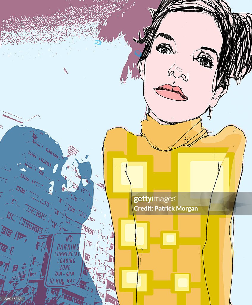 Young woman in urban scene