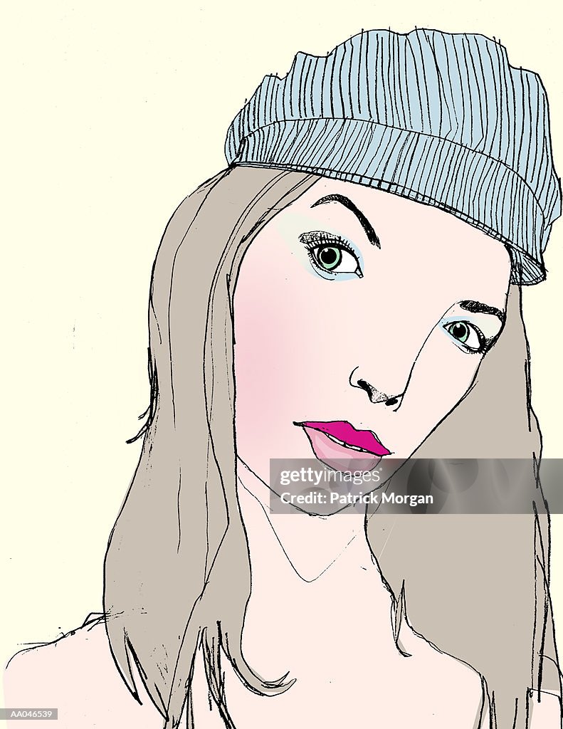 Youngwoman wearing hat, close-up