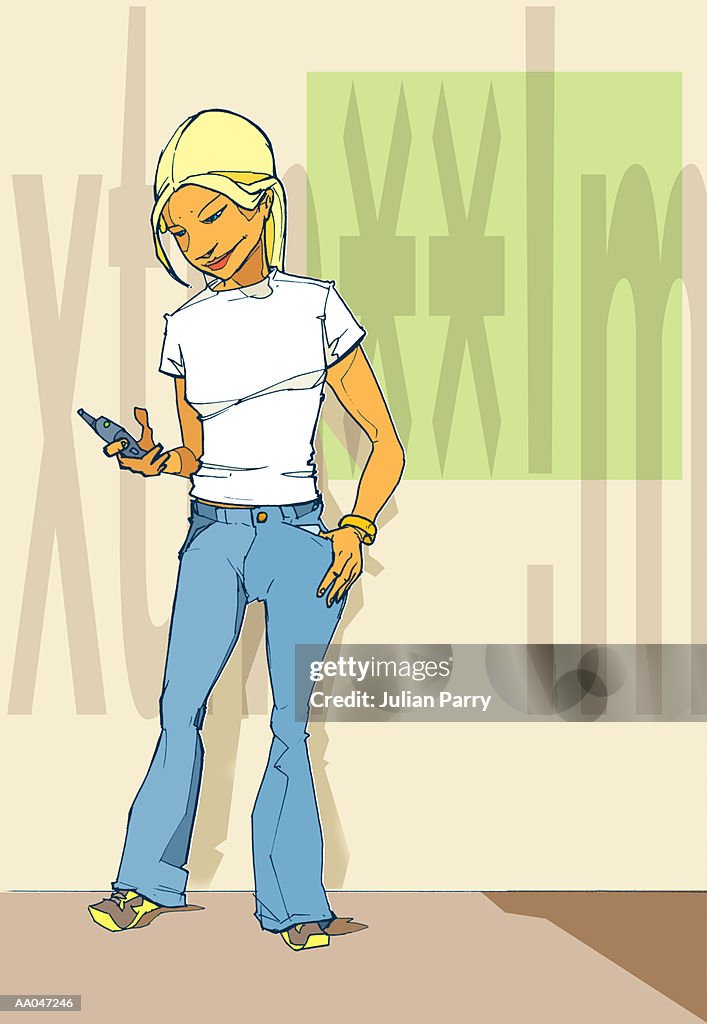 Young woman using mobile text messaging