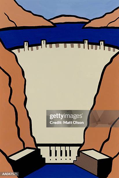 hydroelectric dam - dam stock illustrations