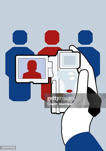 person using video camera, rear view (digitally generated) - rear view camera stock illustrations