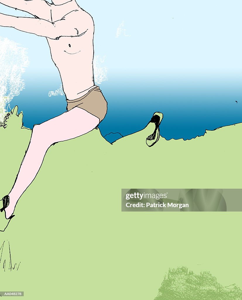 Man running, mid section (Digital)