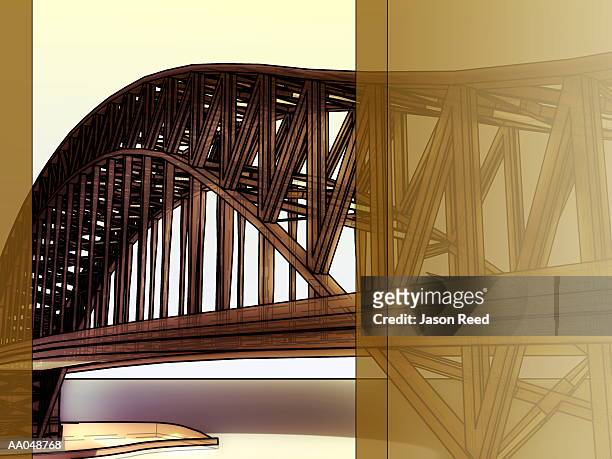 bridge spanning water - inspanning stock illustrations