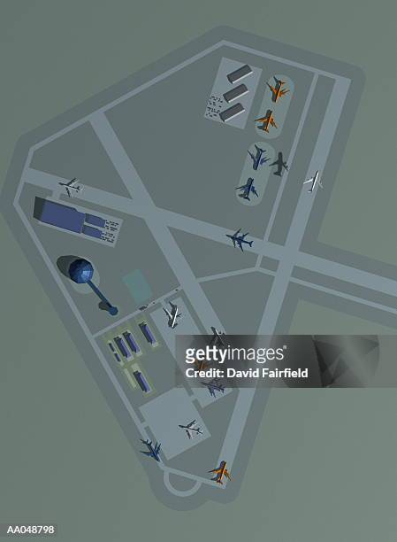 airport, aerial view - taxiing stock illustrations