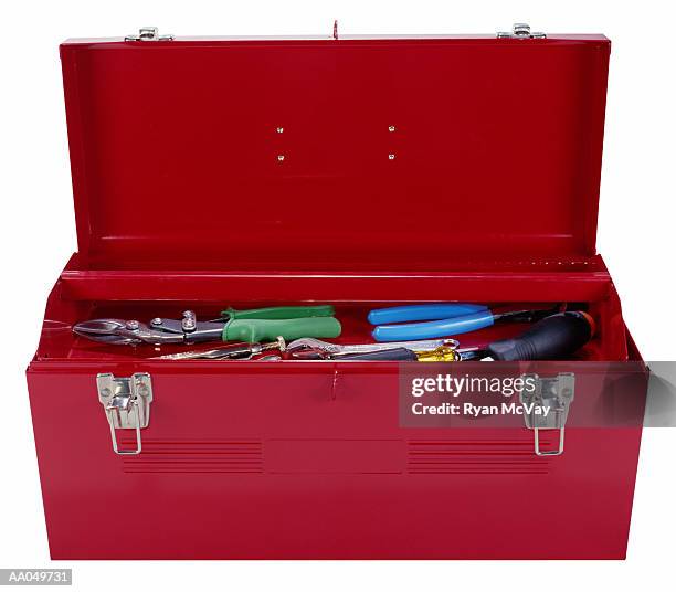 open red toolbox - open toolbox stock pictures, royalty-free photos & images