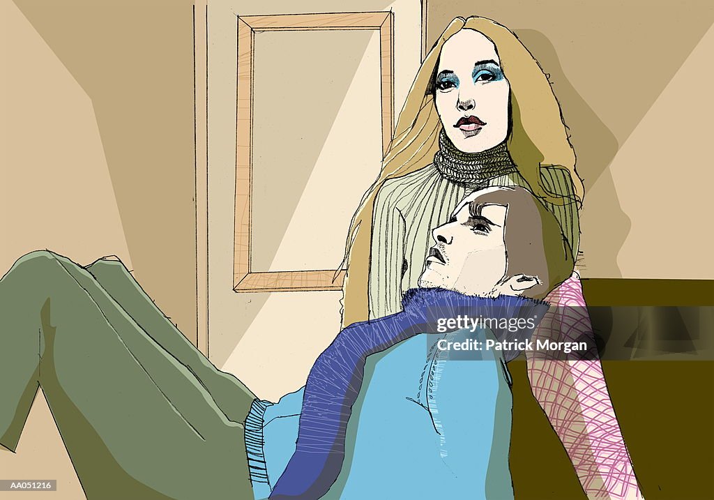 Young couple relaxing, portrait