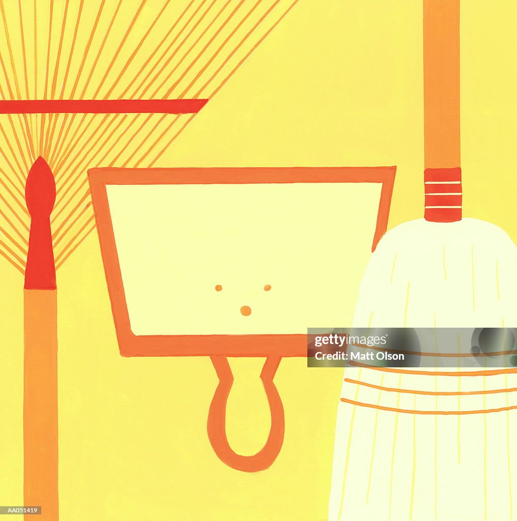 Creative Broom Rake Rake Broom And Dustpan High-Res Vector Graphic - Getty Images