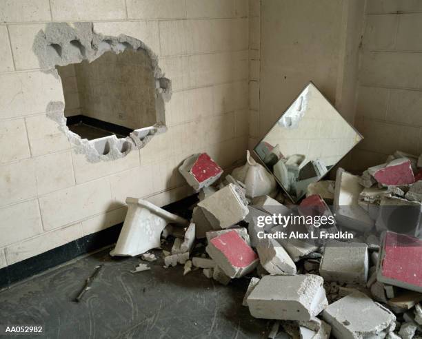 pile of rubble in partially demolished building - gibbs stock pictures, royalty-free photos & images