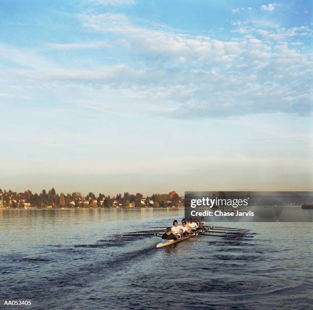 two boats of womens crew teams, washington, usa - sweep rowing bildbanksfoton och bilder