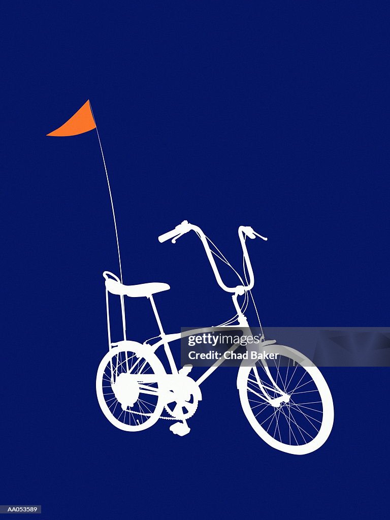 Bicycle with banana seat and flag