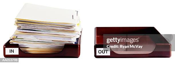 empty in box and full out box - filing tray stock pictures, royalty-free photos & images