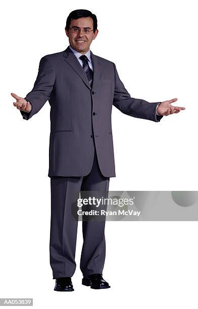 businessman standing with arms raised - buisnessman studio clipping path bildbanksfoton och bilder