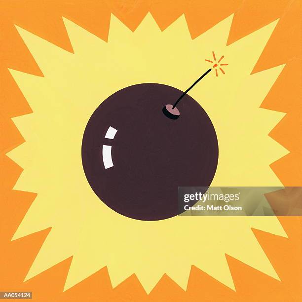 bomb with lit fuse - explosive material stock illustrations