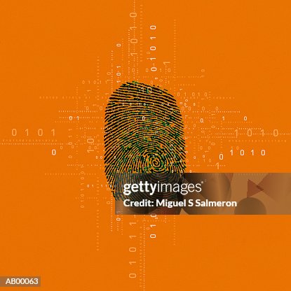 Thumbprint with binary code Thumbprint with binary code