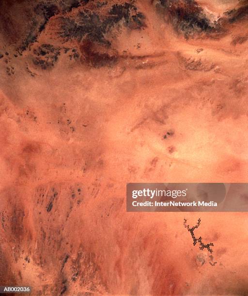 satellite view of al kufrah, egypt - satellite view stock-fotos und bilder