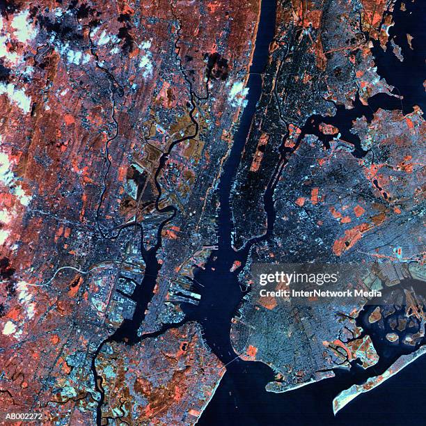 new york city satellite view - 從衛星觀看 個照片及圖片檔